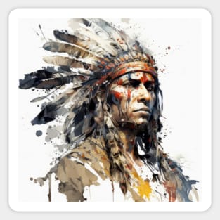 Native American Indian Portrait Warrior Painting Historic Adventure Sticker